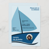 Moderne 5e Birthday Boat Party Invitation Kaart (Voorkant / Achterkant)