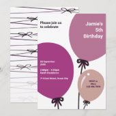 Moderne 5e verjaardagsballonfeest uitnodigingskaar kaart (Voorkant / Achterkant)