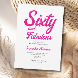 Moderne 60 en Fabulous Roze 60ste Verjaardagsfeest Kaart