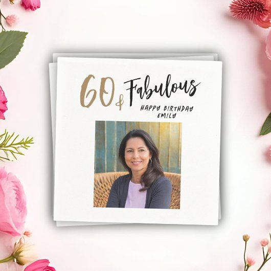 Moderne 60 en fantastische foto 60e verjaardag servet