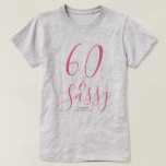 Moderne 60 Sassy Roze Naam 60ste Verjaardag Cadeau T-shirt<br><div class="desc">Vier je 60ste verjaardag in stijl met deze custom naam moderne 60ste verjaardag t-shirt met de tekst 60 en sassy in elegante roze script. Voeg gewoon je naam toe aan dit 60ste verjaardag viering t-shirt. Perfect verjaardagscadeau voor een moderne, stijlvolle en elegante 60-jarige. Exclusief ontworpen voor jou door Happy Dolphin...</div>