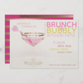 Moderne 60e BRUNCH BRUISEND Uitnodiging ROZE GOUD (Voorkant / Achterkant)