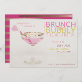 Moderne 60e BRUNCH BRUISEND Uitnodiging ROZE GOUD