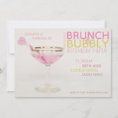 Moderne 60e BRUNCH BUBBLY Invitation PINK GOLD Kaart (Voorkant)