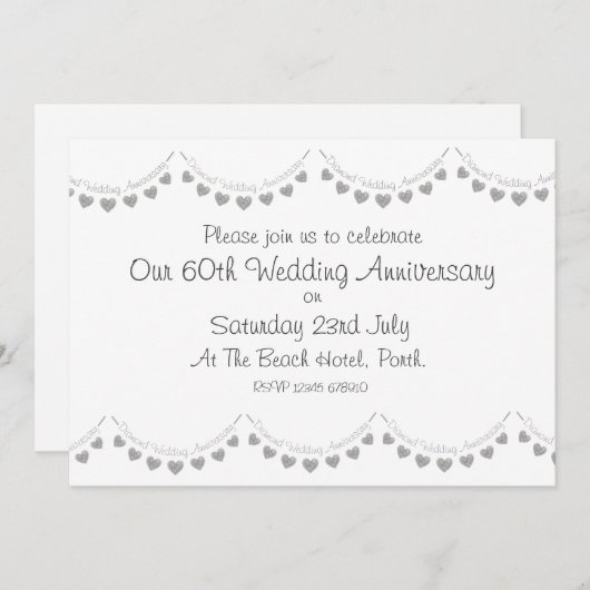 Moderne 60e diamanten bruiloft uitnodiging (Voorkant / Achterkant)