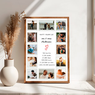 Moderne 60e Jubileum Custom Photo Collage Poster