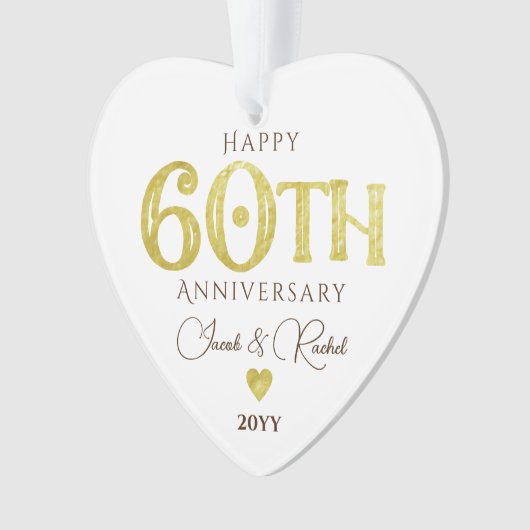 Moderne 60e Jubileum gouden Keepsake bruiloft Ornament (voorkant)