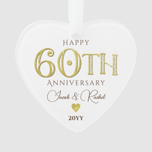 Moderne 60e Jubileum gouden Keepsake bruiloft Ornament (voorkant)