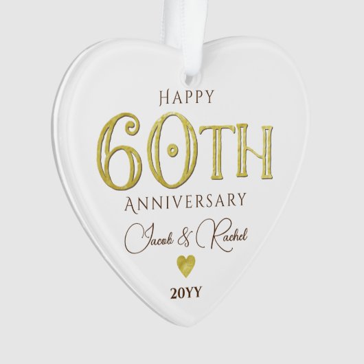 Moderne 60e Jubileum gouden Keepsake bruiloft Ornament (voorkant)