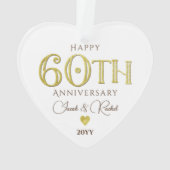 Moderne 60e Jubileum gouden Keepsake bruiloft Ornament (achterkant)