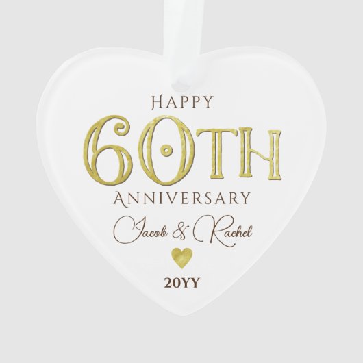 Moderne 60e Jubileum gouden Keepsake bruiloft Ornament (achterkant)