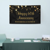 Moderne 60e Jubileum sterren zwart en goud Spandoek (Beurs)