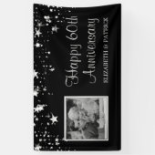 Moderne 60e Jubileum Zilveren sterren Foto zwart Spandoek (Verticaal)