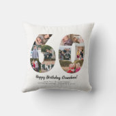 Moderne 60e Nummer Fotocollage Custom Greeting Kussen (Achterkant)
