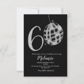 Moderne 60e script - zwart disco Glitter Invita Kaart (Voorkant)