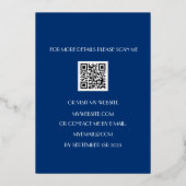 Moderne 60e verjaardag Blue Gold Foil QR-code Folie Uitnodiging (Achterkant)