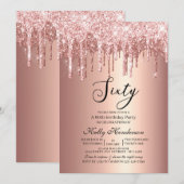 Moderne 60e verjaardag Dripping Roos Gold Kaart (Voorkant / Achterkant)