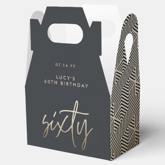 Moderne 60e verjaardag eenvoudig stijlvol elegant  bedankdoosjes (Geopend)