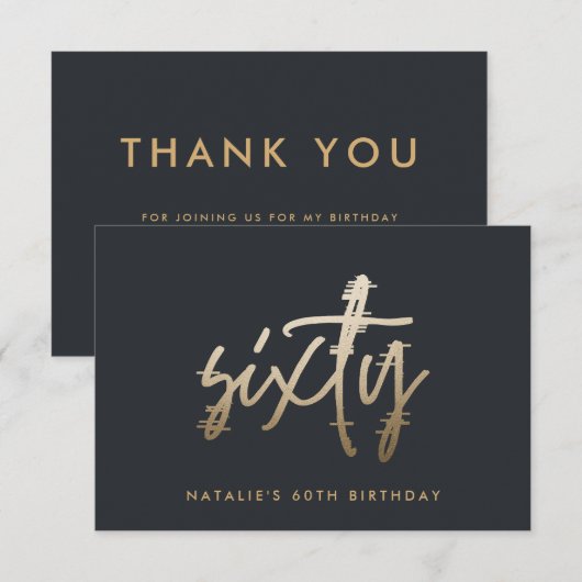 Moderne 60e verjaardag eenvoudig stijlvol elegant  bedankkaart (Voorkant / Achterkant)