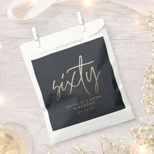 Moderne 60e verjaardag eenvoudig stijlvol elegant  bedankzakje (Geknipt)