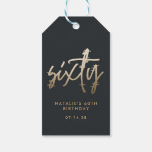 Moderne 60e verjaardag eenvoudig stijlvol elegant  cadeaulabel
