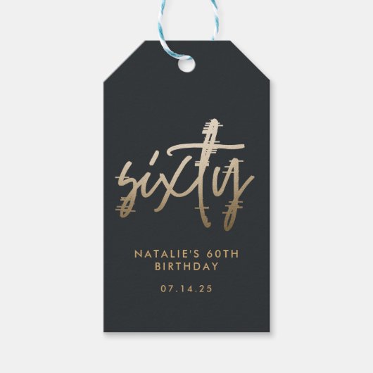 Moderne 60e verjaardag eenvoudig stijlvol elegant  cadeaulabel (Voorkant)