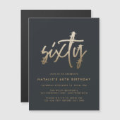 Moderne 60e verjaardag eenvoudig stijlvol elegant  magnetische uitnodiging (Voorkant / Achterkant)