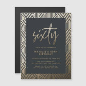 Moderne 60e verjaardag eenvoudig stijlvol elegant  magnetische uitnodiging (Voorkant / Achterkant)