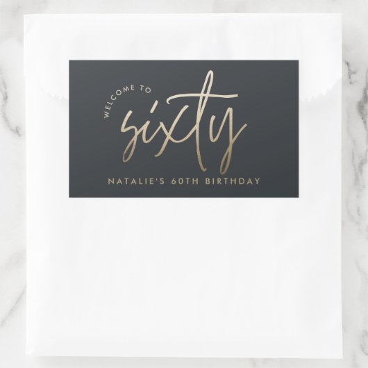 Moderne 60e verjaardag eenvoudig stijlvol elegant  rechthoekige sticker (Tas)