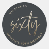 Moderne 60e verjaardag eenvoudig stijlvol elegant  ronde sticker (Voorkant)