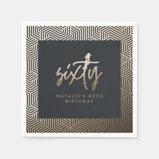 Moderne 60e verjaardag eenvoudig stijlvol elegant  servet (Voorkant)