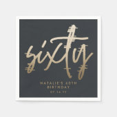 Moderne 60e verjaardag eenvoudig stijlvol elegant  servet (Voorkant)