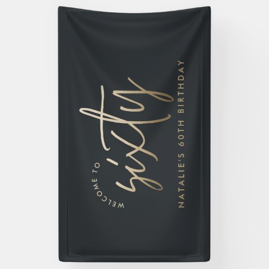 Moderne 60e verjaardag eenvoudig stijlvol elegant  spandoek (Verticaal)