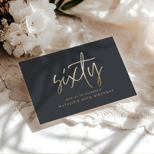 Moderne 60e verjaardag eenvoudig stijlvol elegant  uitnodiging briefkaart