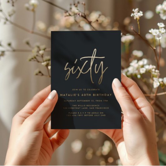 Moderne 60e verjaardag eenvoudig stijlvol elegant uitnodiging briefkaart