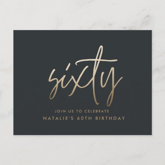 Moderne 60e verjaardag eenvoudig stijlvol elegant  uitnodiging briefkaart (Voorkant)