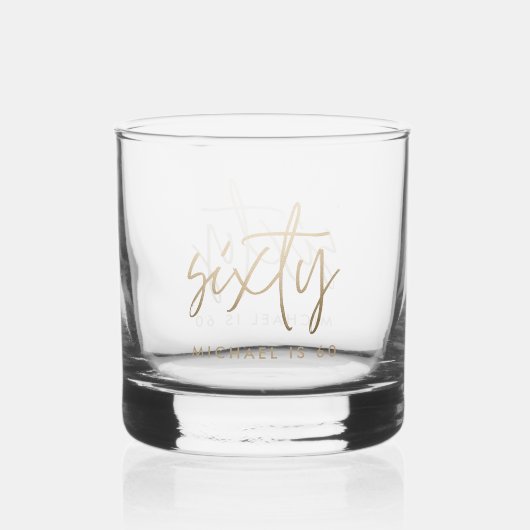 Moderne 60e verjaardag eenvoudig stijlvol elegant  whisky glas (Achterkant)