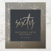 Moderne 60e verjaardag eenvoudig stijlvol elegant  wijn etiket (Enkel label)