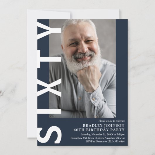 Moderne 60e verjaardag Foto 60e verjaardag Uitnodi Kaart (Voorkant)