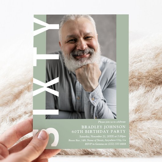 Moderne 60e verjaardag Foto 60e verjaardag Uitnodi Kaart