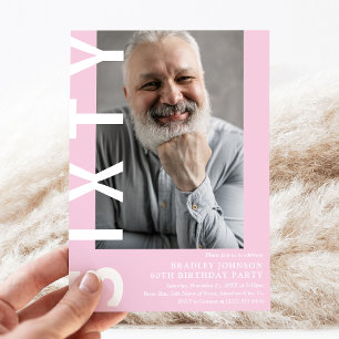 Moderne 60e verjaardag Foto 60e verjaardag Uitnodi Kaart