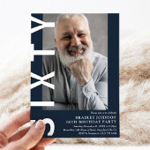 Moderne 60e verjaardag Foto 60e verjaardag Uitnodi Kaart