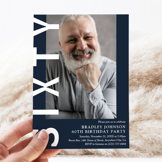 Moderne 60e verjaardag Foto 60e verjaardag Uitnodi Kaart