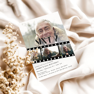 Moderne 60e verjaardag Foto Collage Filmstrook Kaart