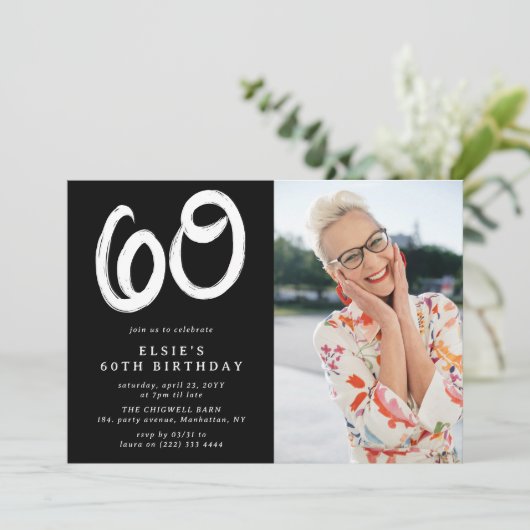 Moderne 60e verjaardag foto kaart (Staand voorkant)