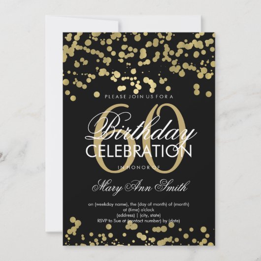 Moderne 60e verjaardag Gold Foil Confetti Kaart (Voorkant)