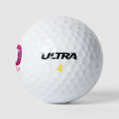 Moderne 60e verjaardag golfballen roze initialen (Logo)