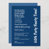 Moderne 60e verjaardag Hearty Blue en White Kaart (Voorkant / Achterkant)