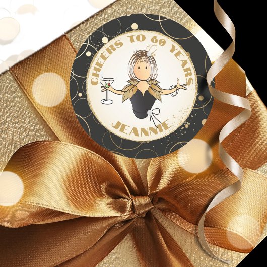 Moderne 60e verjaardag Leuk Proost op 60 Goud Zwar Ronde Sticker