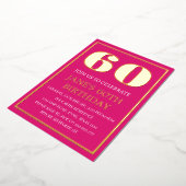 Moderne 60e verjaardag Magenta Gold Foil QR-code Folie Uitnodiging (Gedraaid)